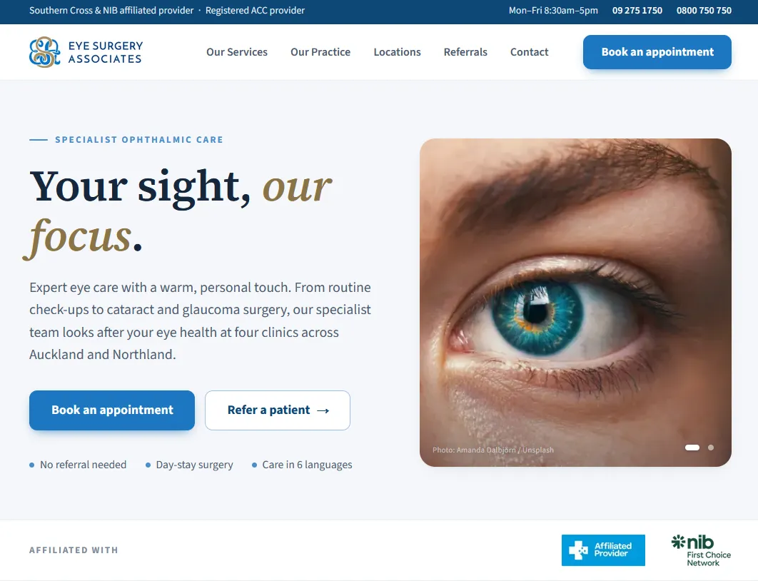 Eye Surgery Associates website