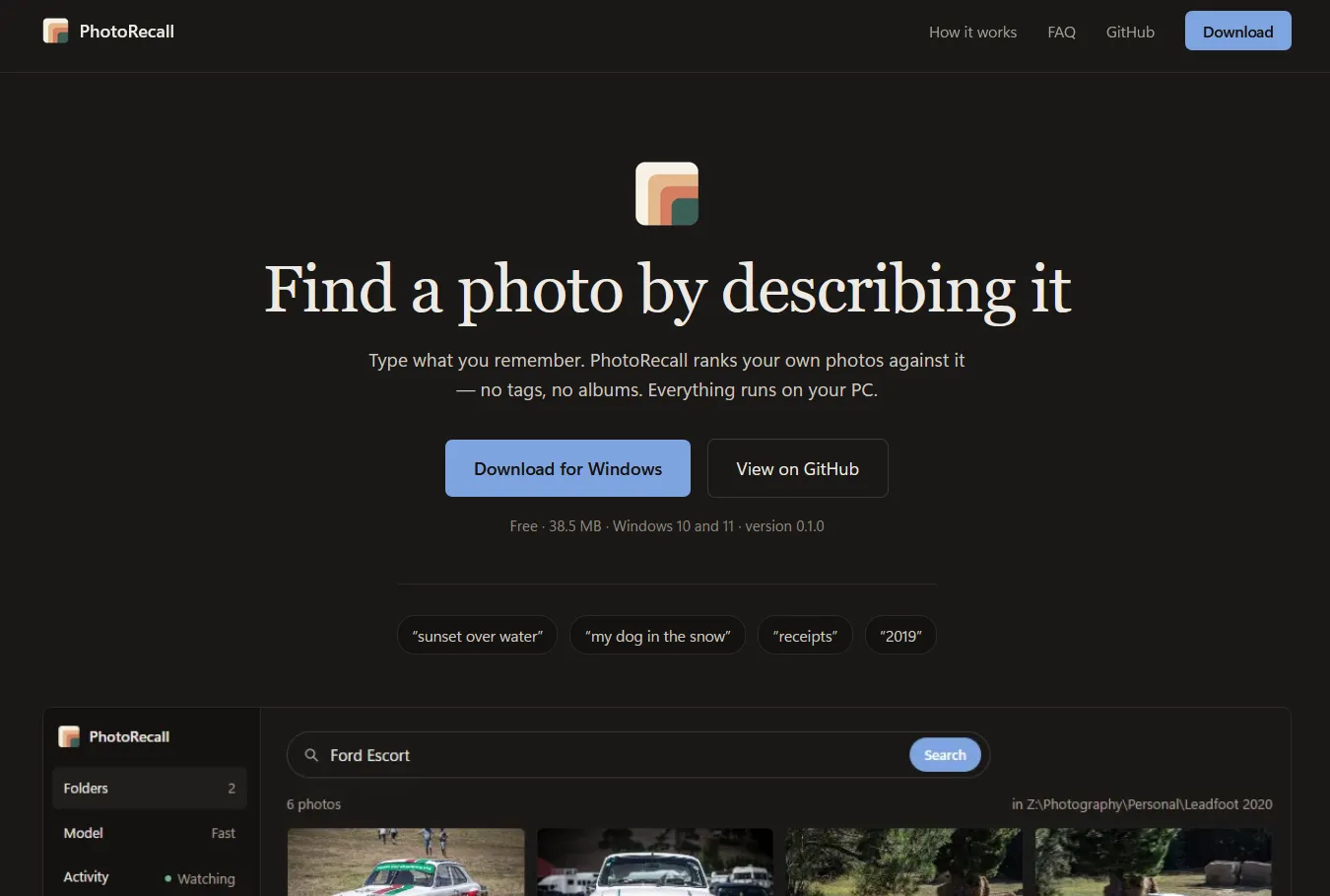 Photo Recall website